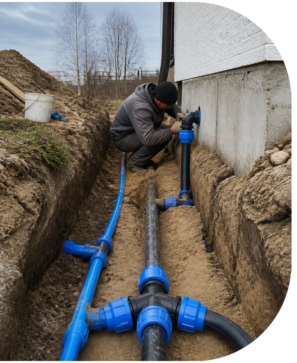Монтаж наружного водопровода на участке под ключ в Мегионе